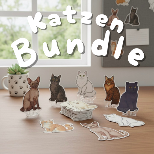 Katzen Sticker & Magnet Bundel (3er Set)