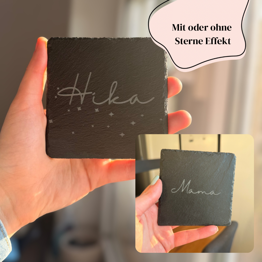 Personalisierte Schiefer-Untersetzer mit Text