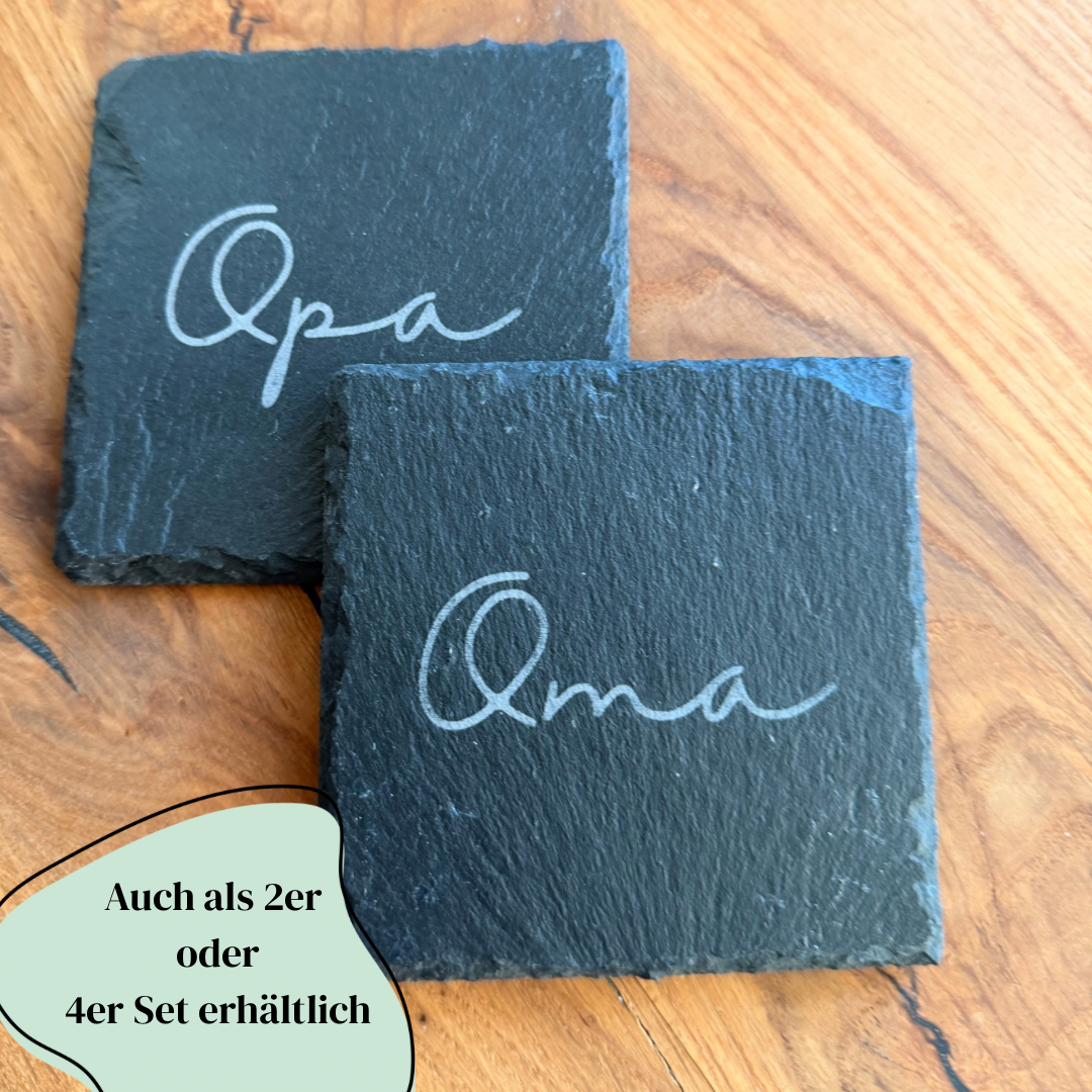 Personalisierte Schiefer-Untersetzer mit Text