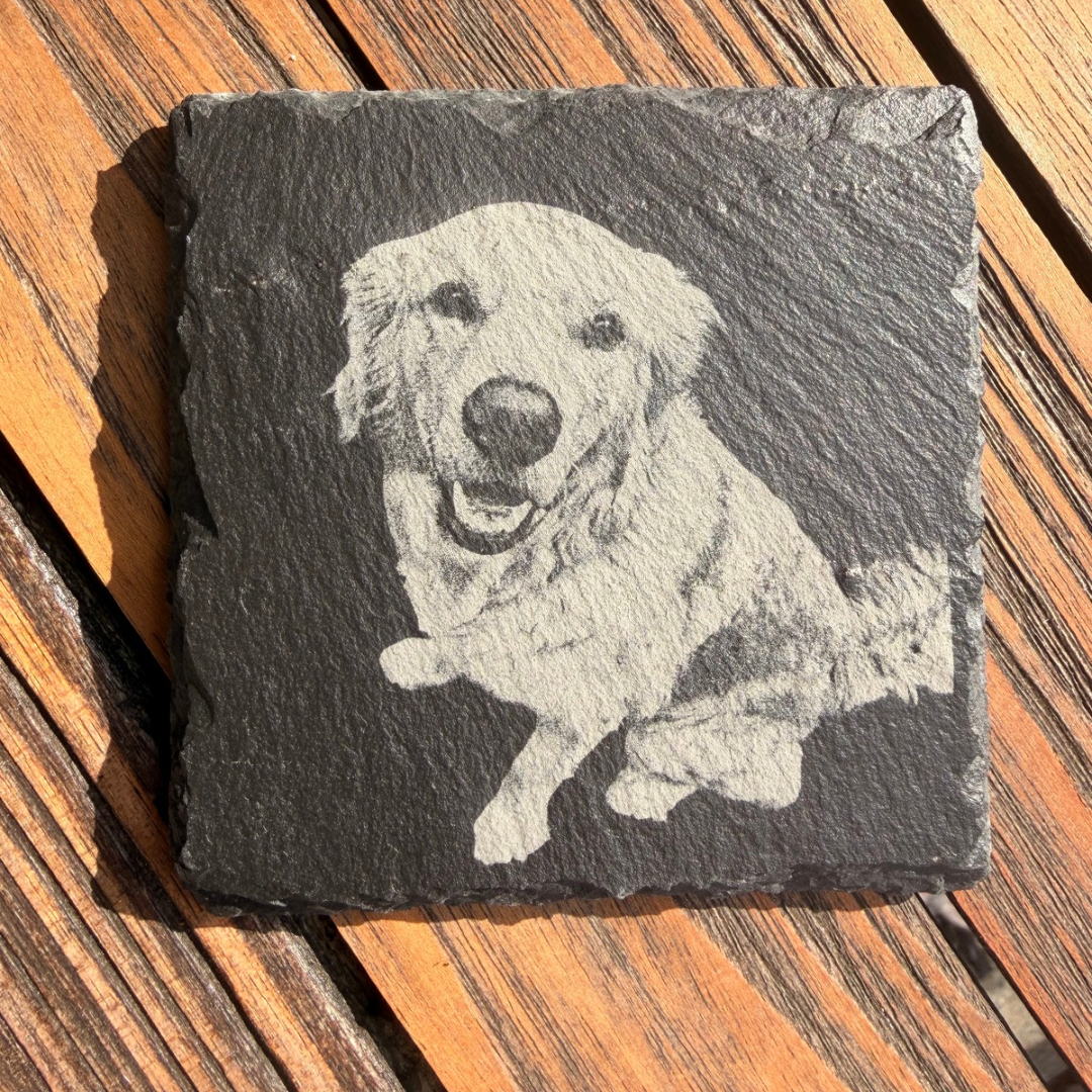 Personalisierte Schiefer-Untersetzer mit Foto